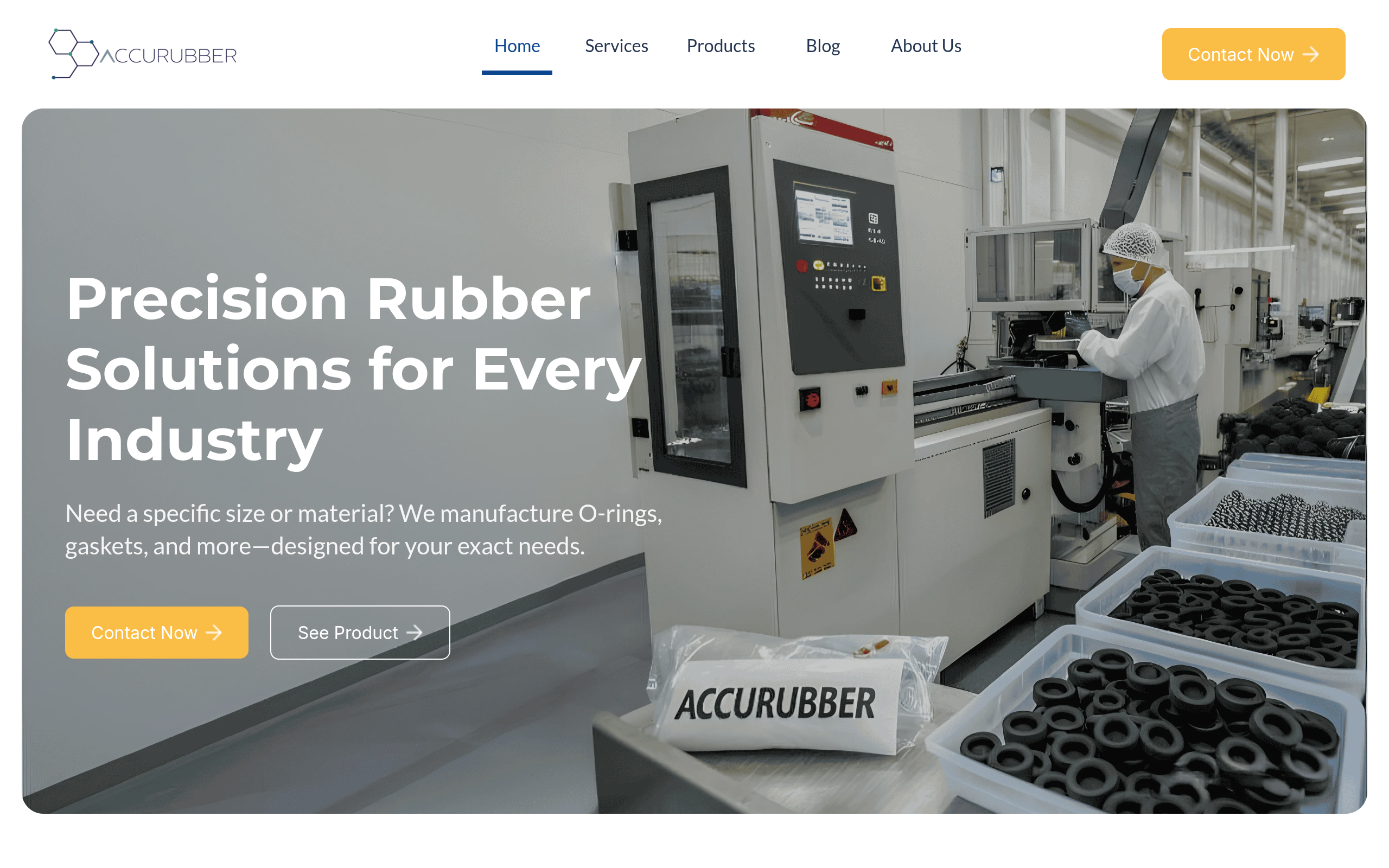 Accurubber website screenshot