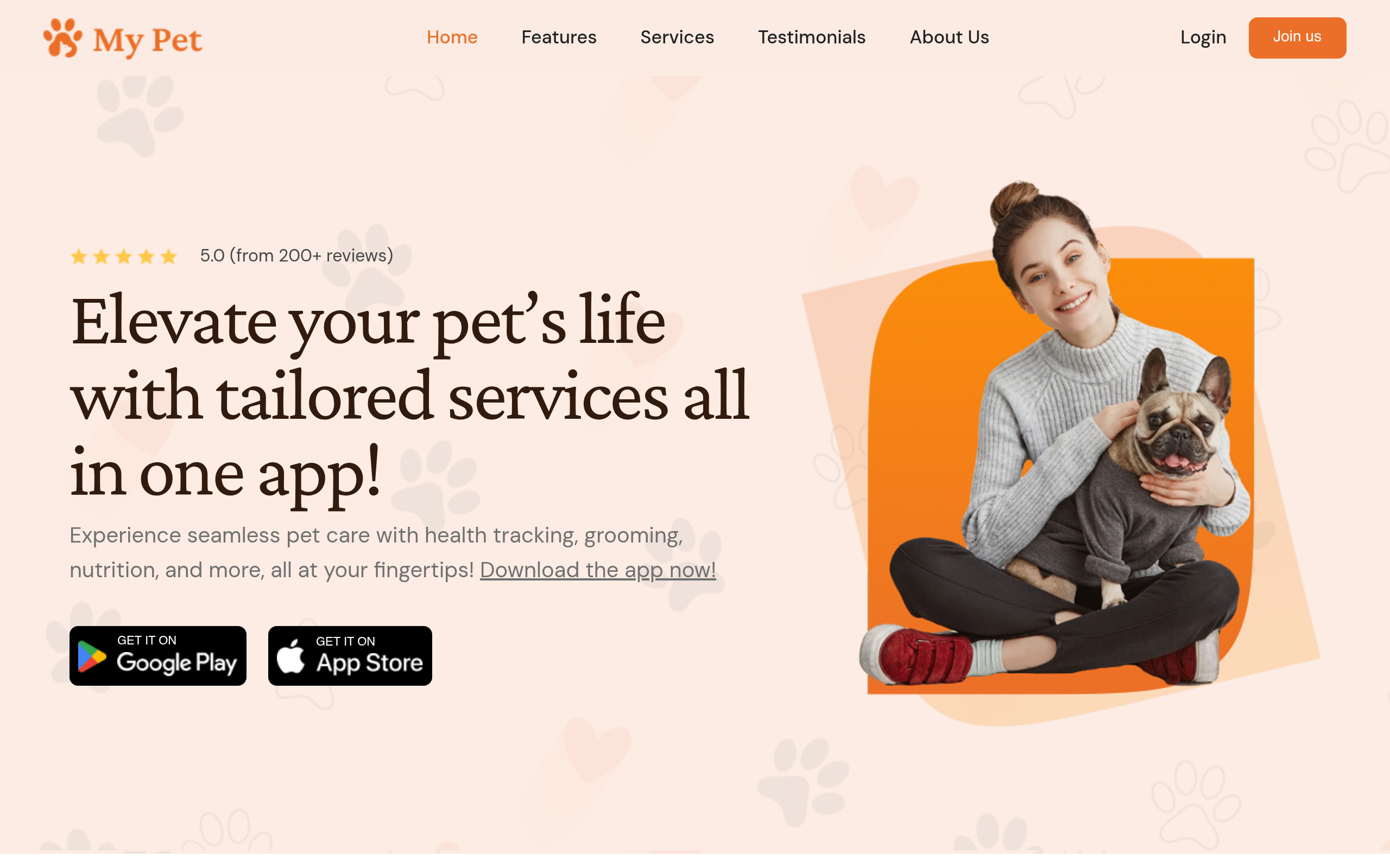 My Pet website screenshot